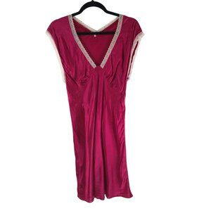 Morgan Lane Womens Pink Silk Blend Lace Trim Nightgown Size S